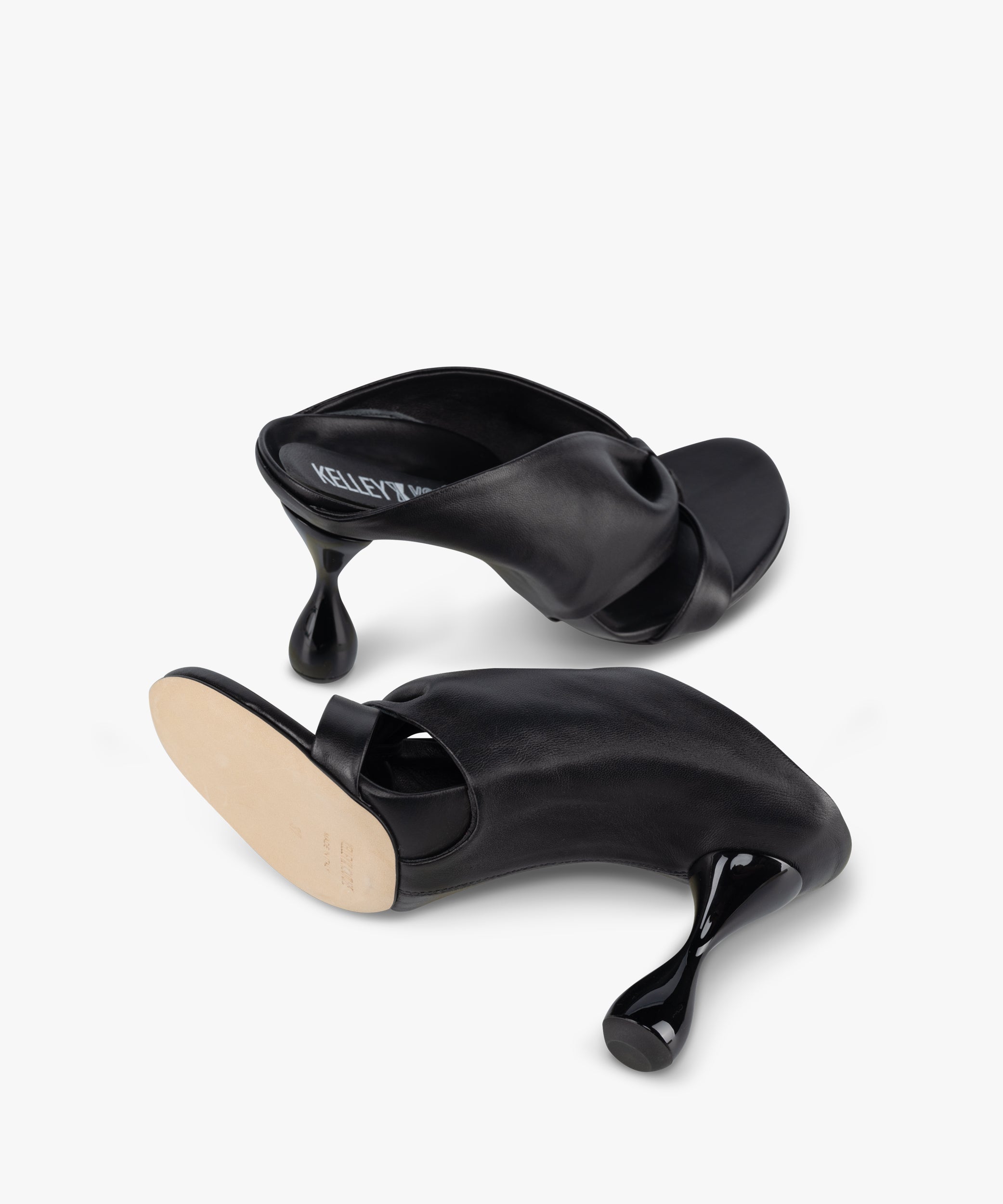 BROOKE - Soft Leather Thong Footbed Sandal Spool Heel - Kelley Kouture from Kelley Kouture