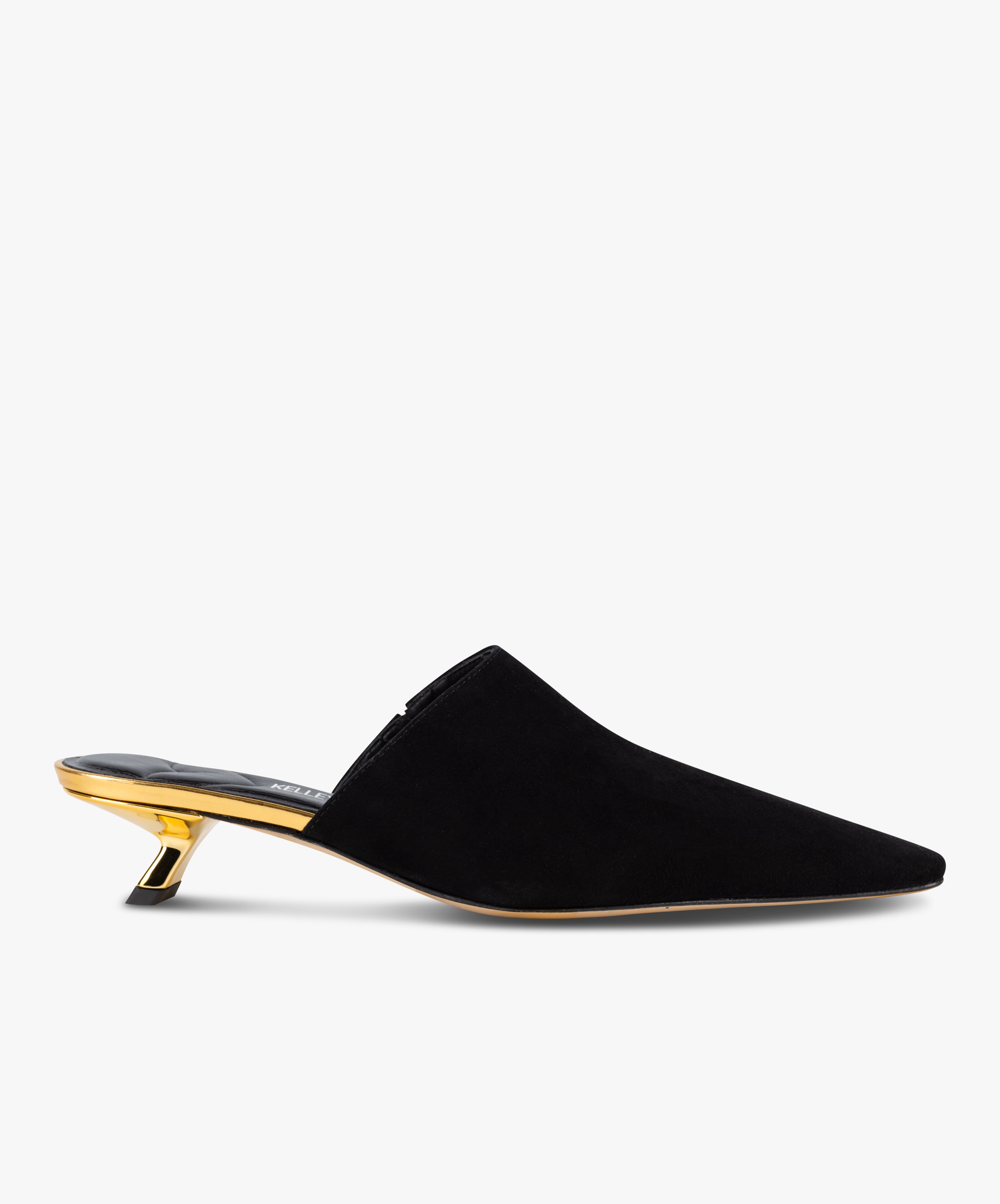 DEBUT - Leather Mule with Pointed Toe and Sculptural Low Kitten Heel from Kelley Kouture