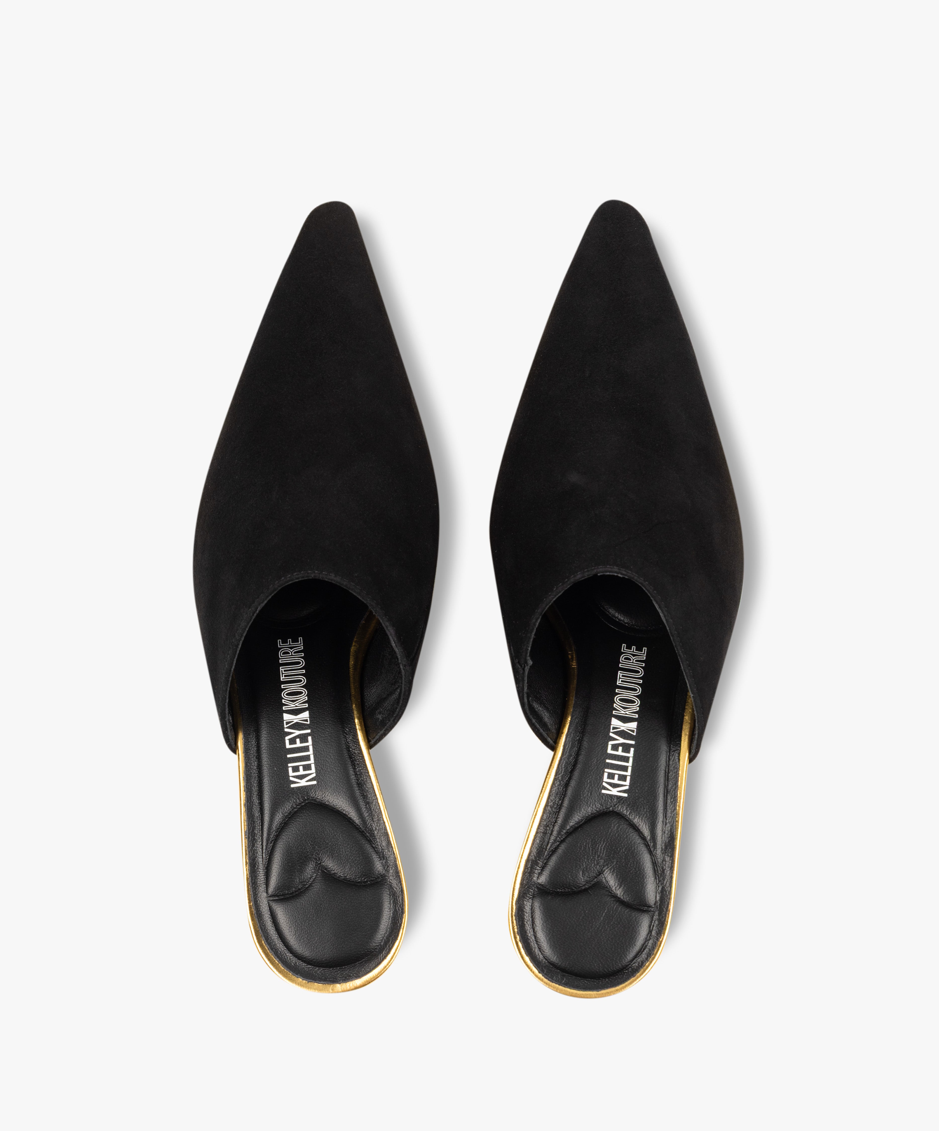 DEBUT - Leather Mule with Pointed Toe and Sculptural Low Kitten Heel from Kelley Kouture