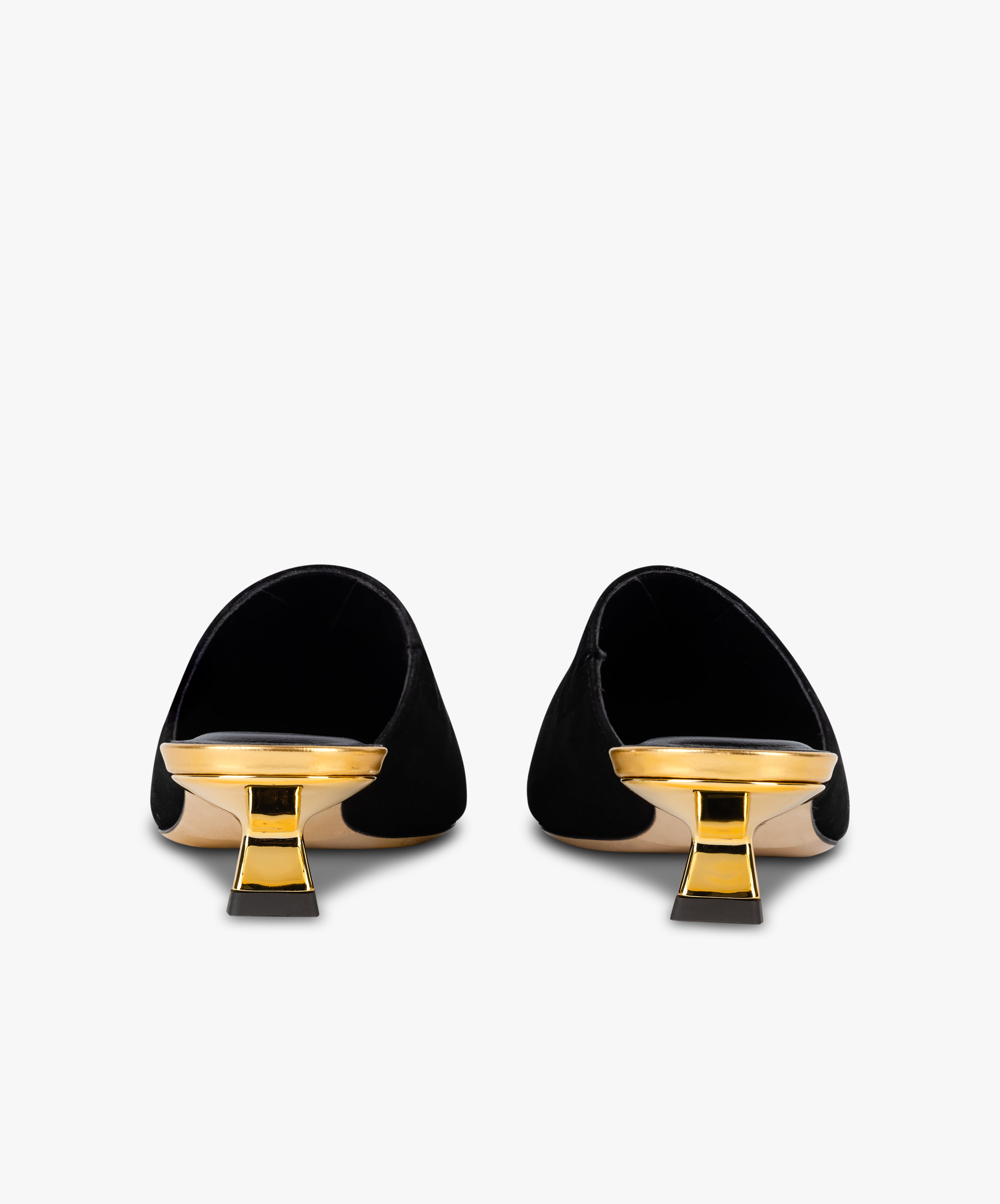 DEBUT - Leather Mule with Pointed Toe and Sculptural Low Kitten Heel from Kelley Kouture