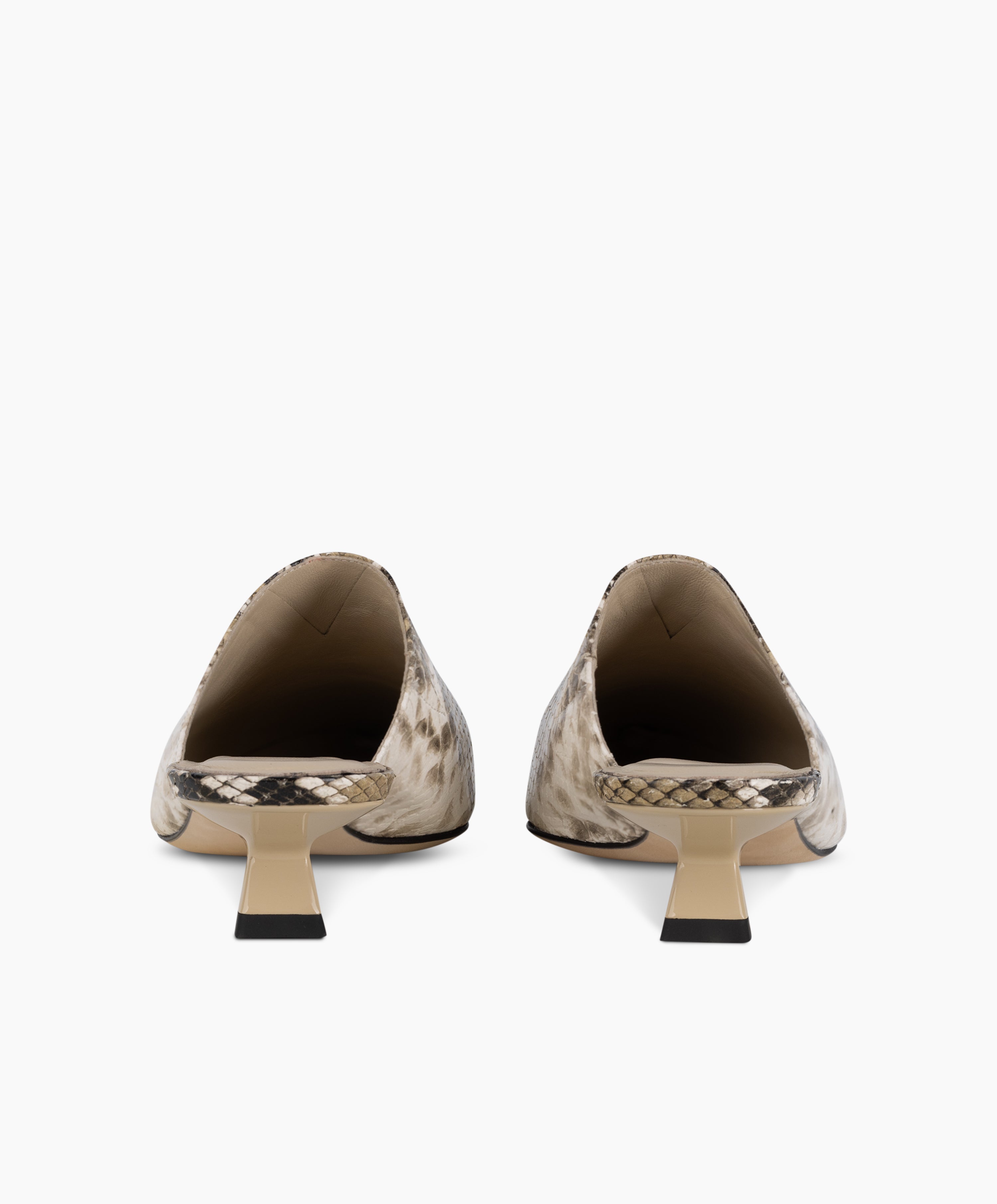 DEBUT - Leather Mule with Pointed Toe and Sculptural Low Kitten Heel from Kelley Kouture