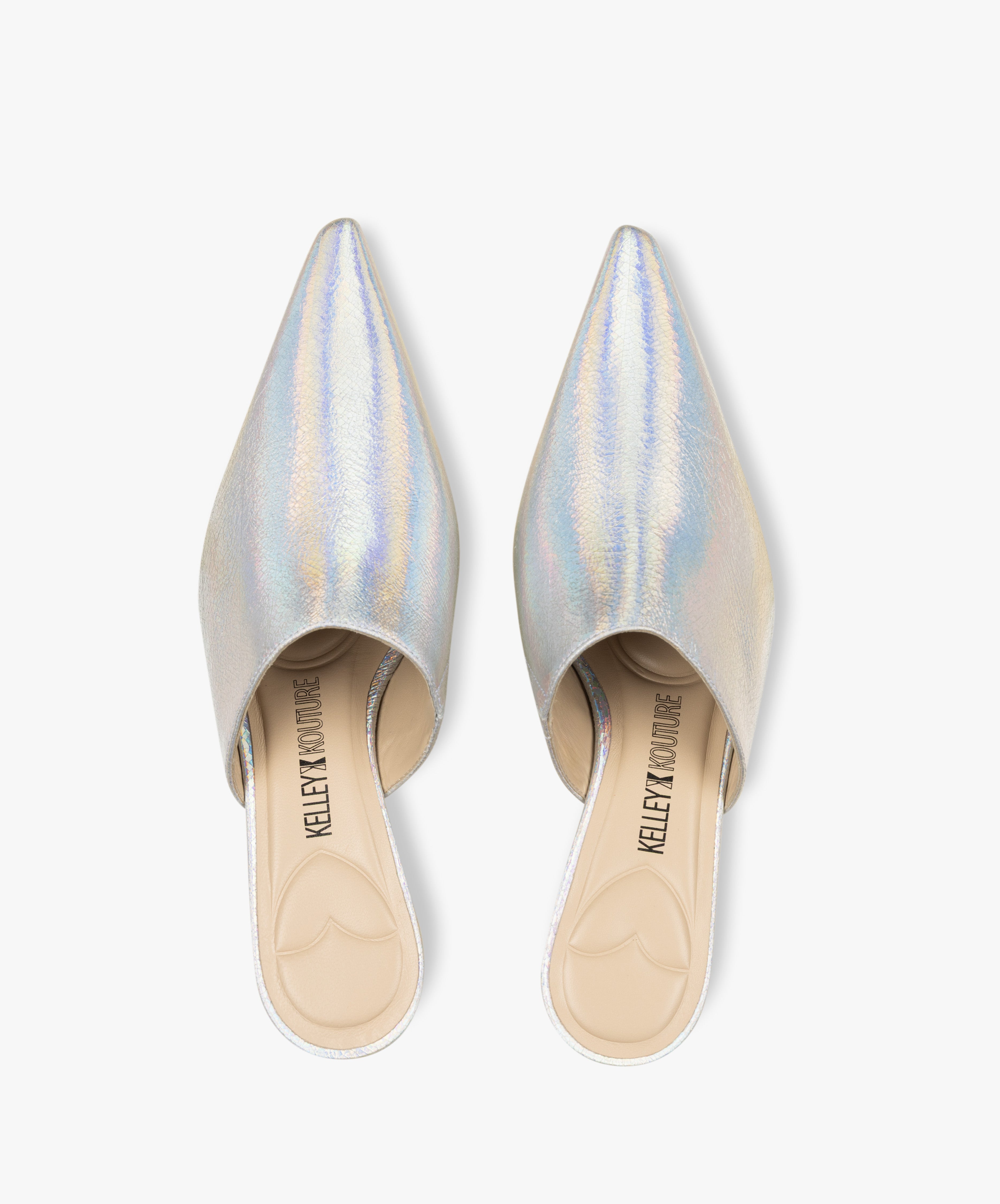 DEBUT - Leather Mule with Pointed Toe and Sculptural Low Kitten Heel from Kelley Kouture