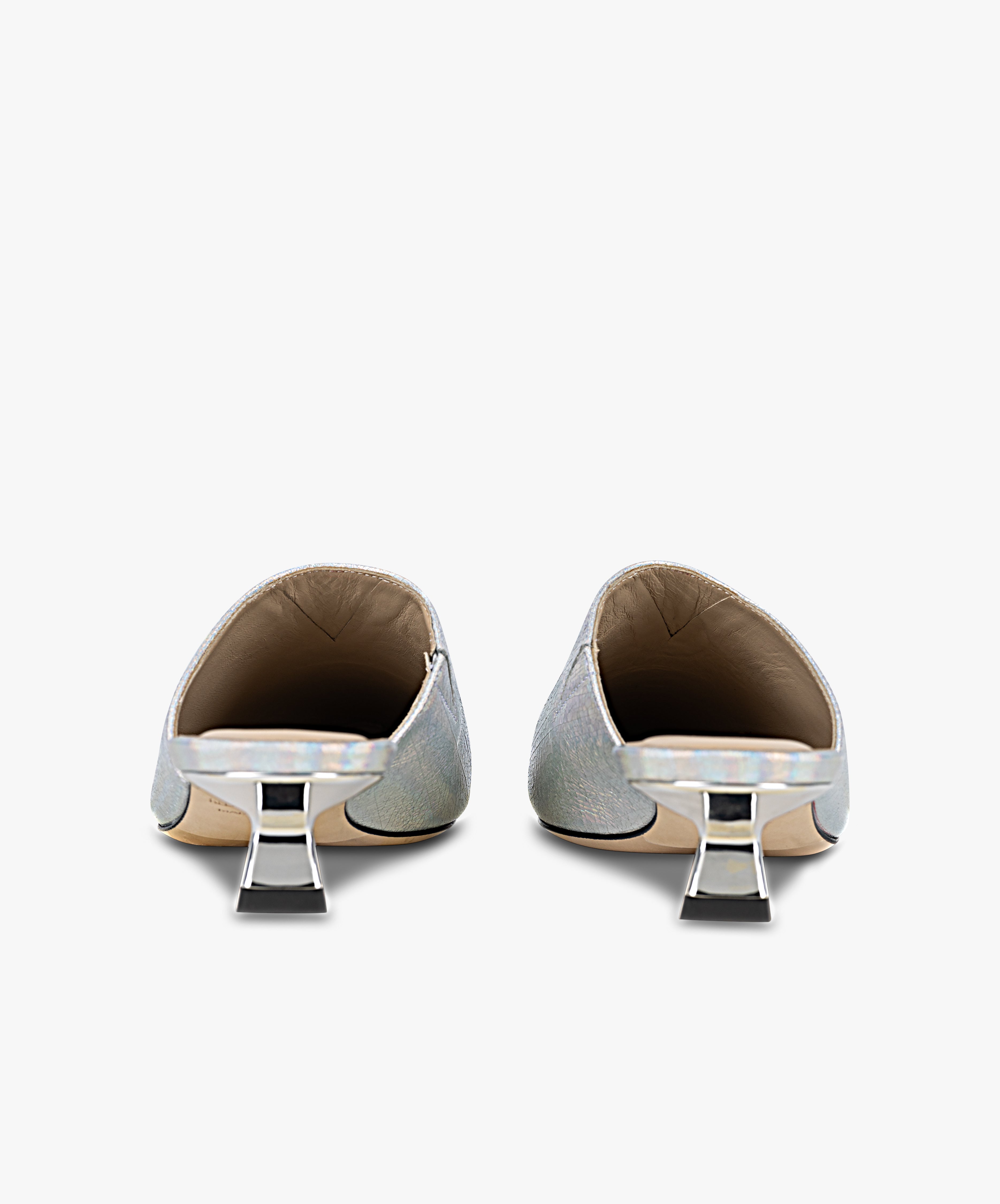 DEBUT - Leather Mule with Pointed Toe and Sculptural Low Kitten Heel from Kelley Kouture