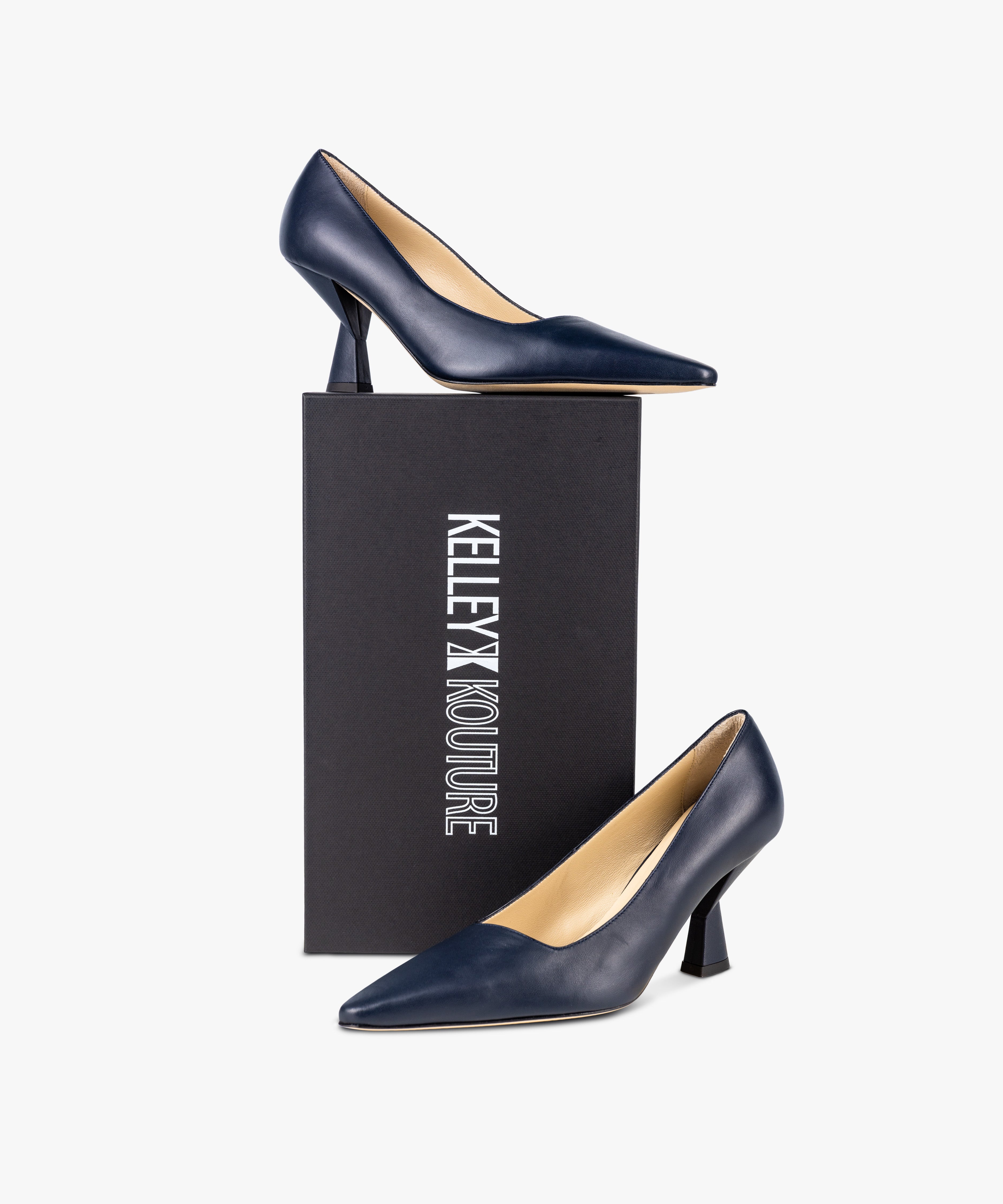 KARMA - Leather Pointed Toe Pump with Sculpted Heel from Kelley Kouture