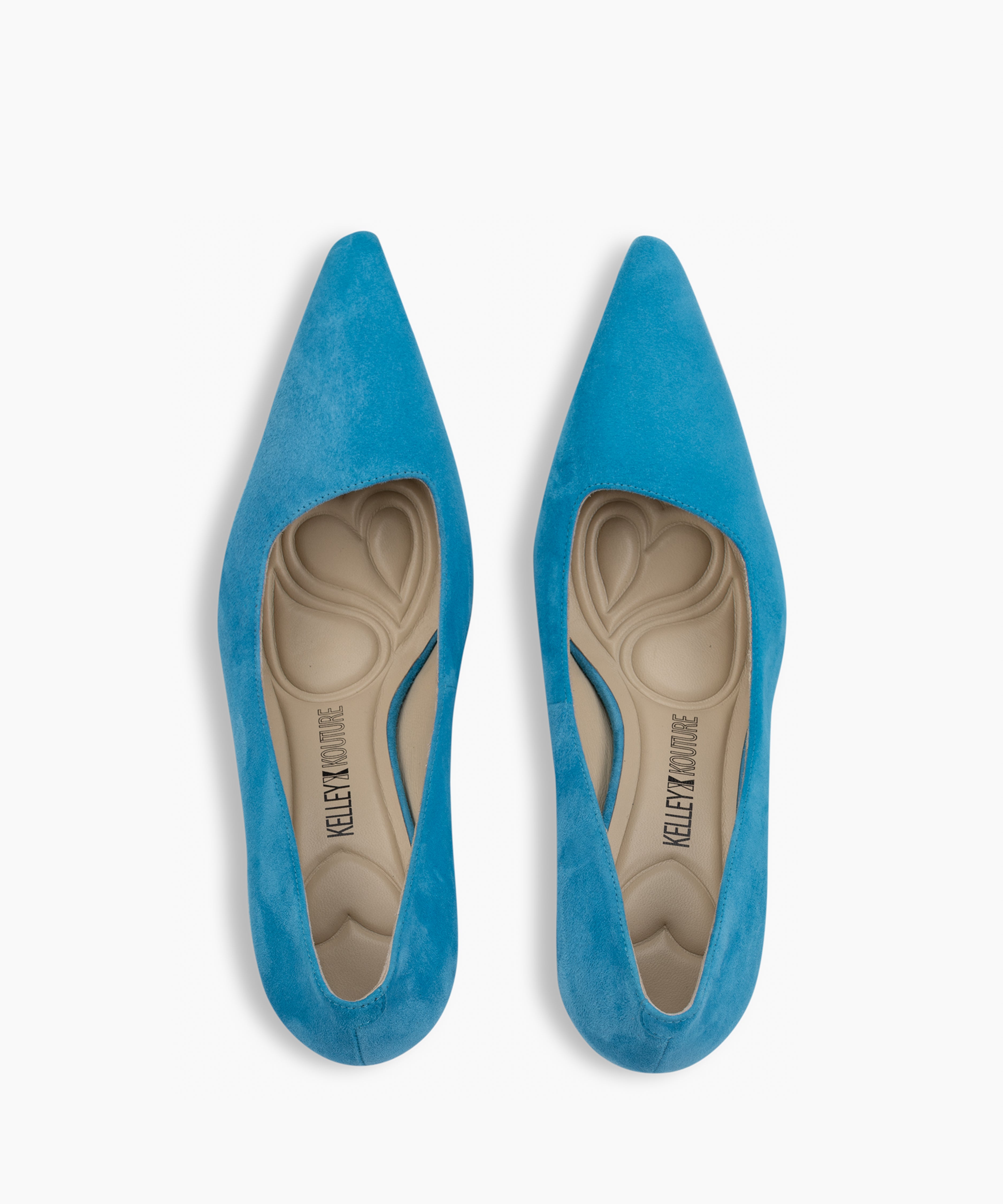 KARMA - Coastal Blue Leather Pointed Toe Pump with Sculpted Heel - Kelley Kouture from Kelley Kouture
