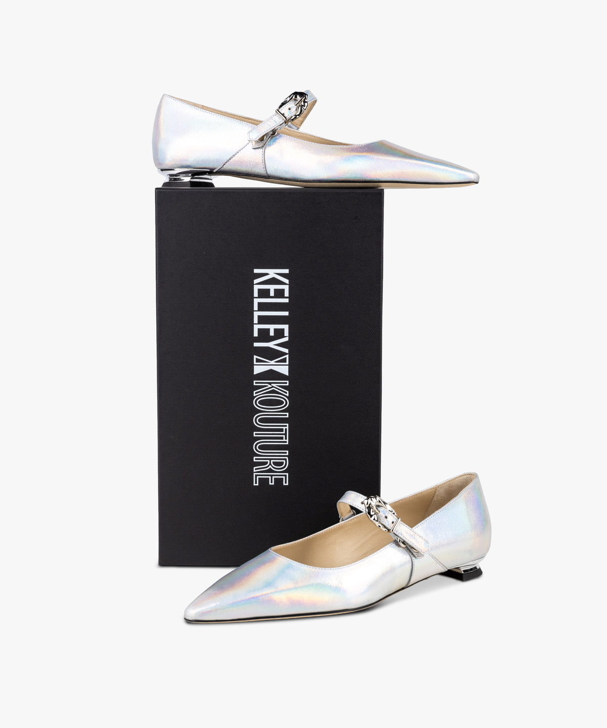 LAINE - Leather Pointed-Toe Mary Jane Flat with Buckle Strap and Low Heel - Kelley Kouture from Kelley Kouture