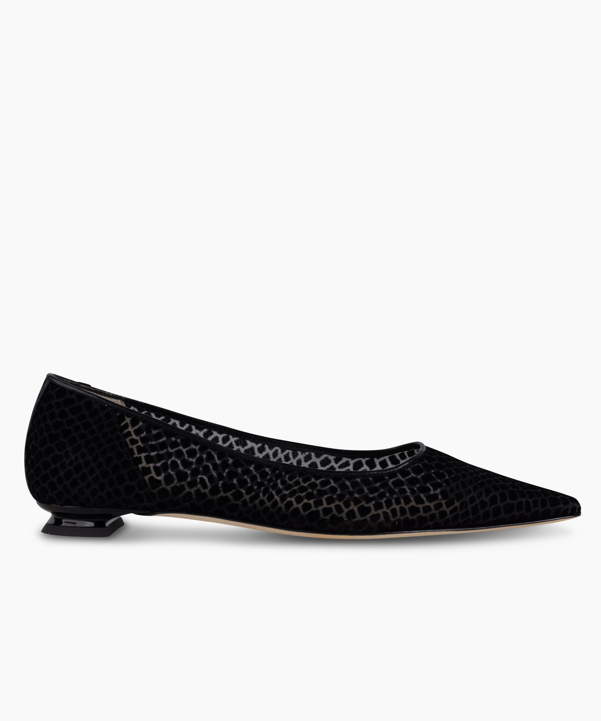 LEONA - Leather and mesh pointed-toe ballet flat with low demi-wedge heel from Kelley Kouture