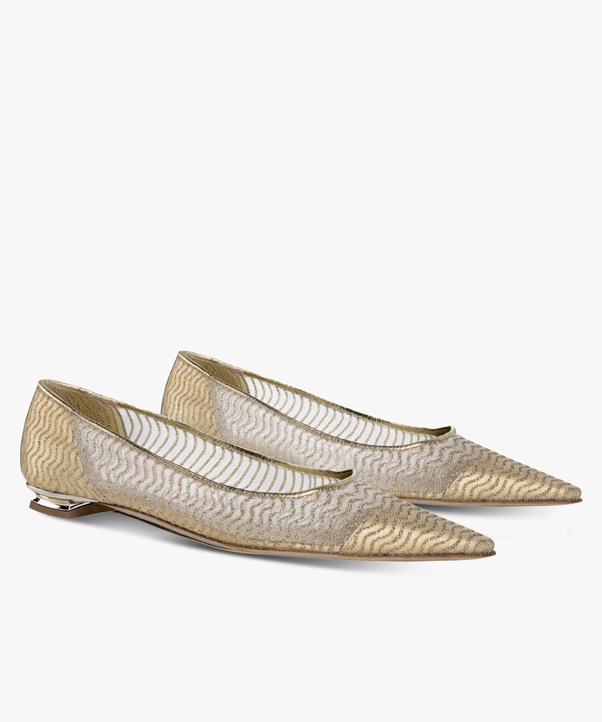 LEONA - Leather and mesh pointed-toe ballet flat with low demi-wedge heel from Kelley Kouture
