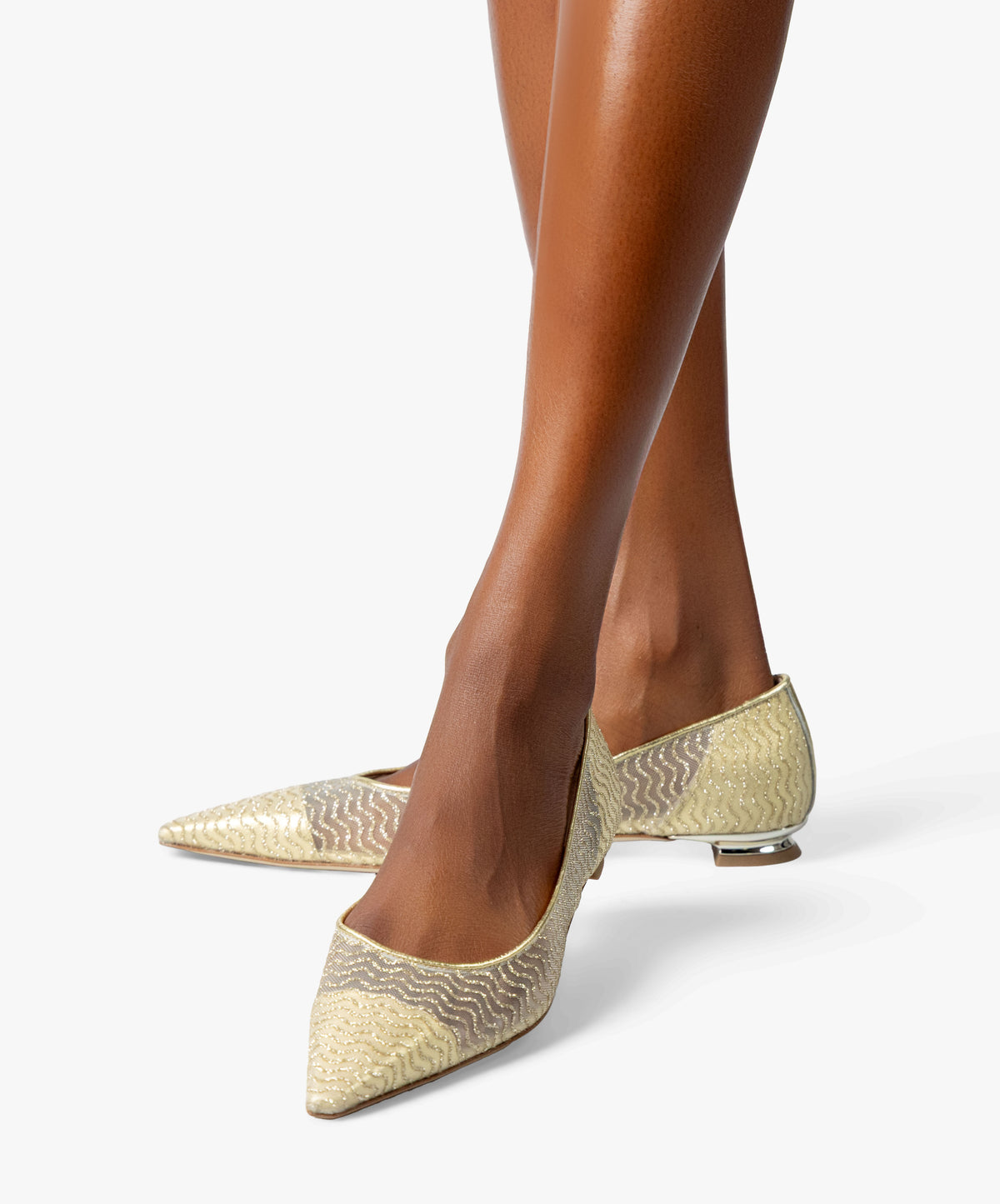 LEONA - Leather pointed-toe ballet flat with low demi-wedge heel from Kelley Kouture