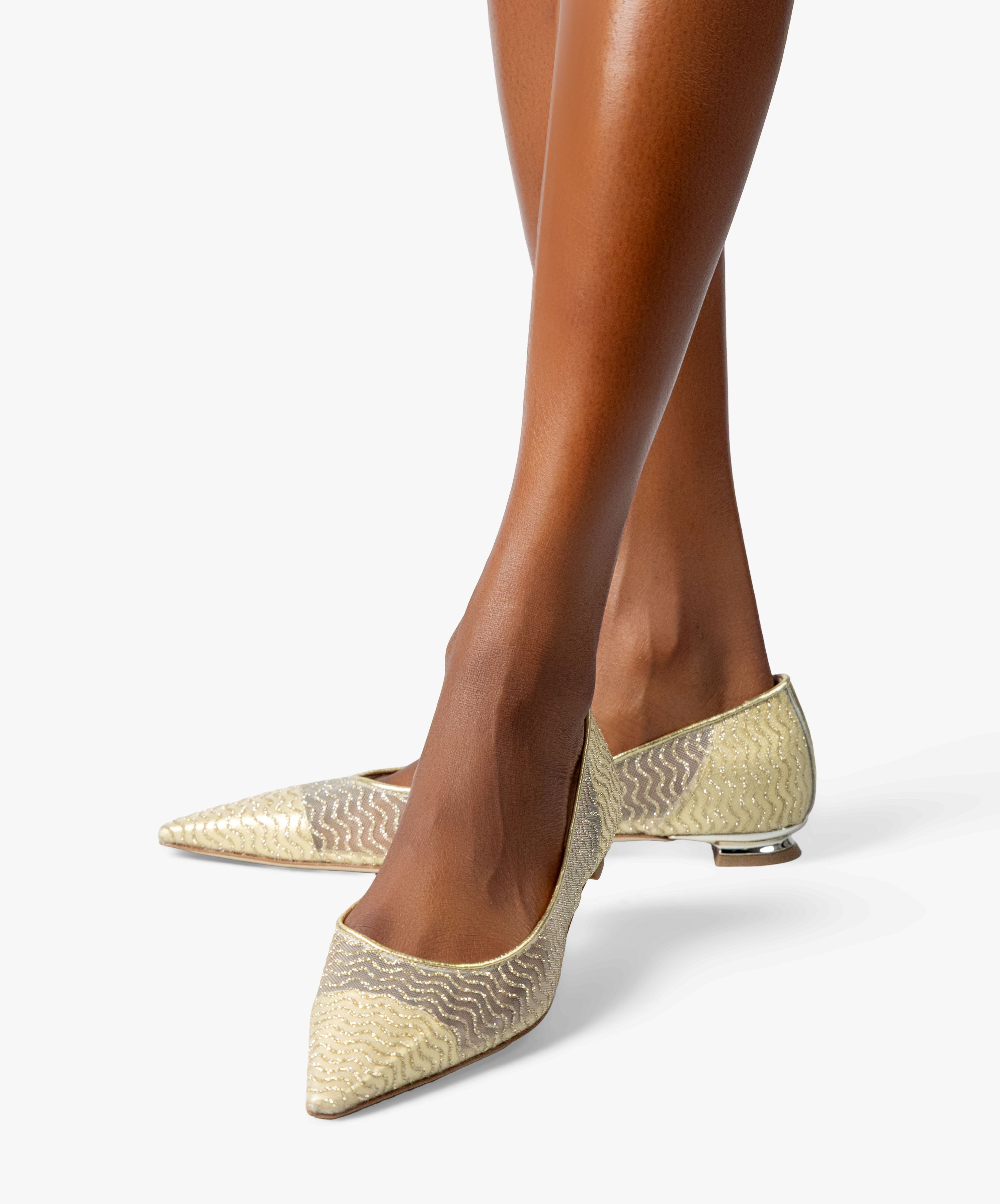 LEONA - Leather pointed-toe ballet flat with low demi-wedge heel from Kelley Kouture