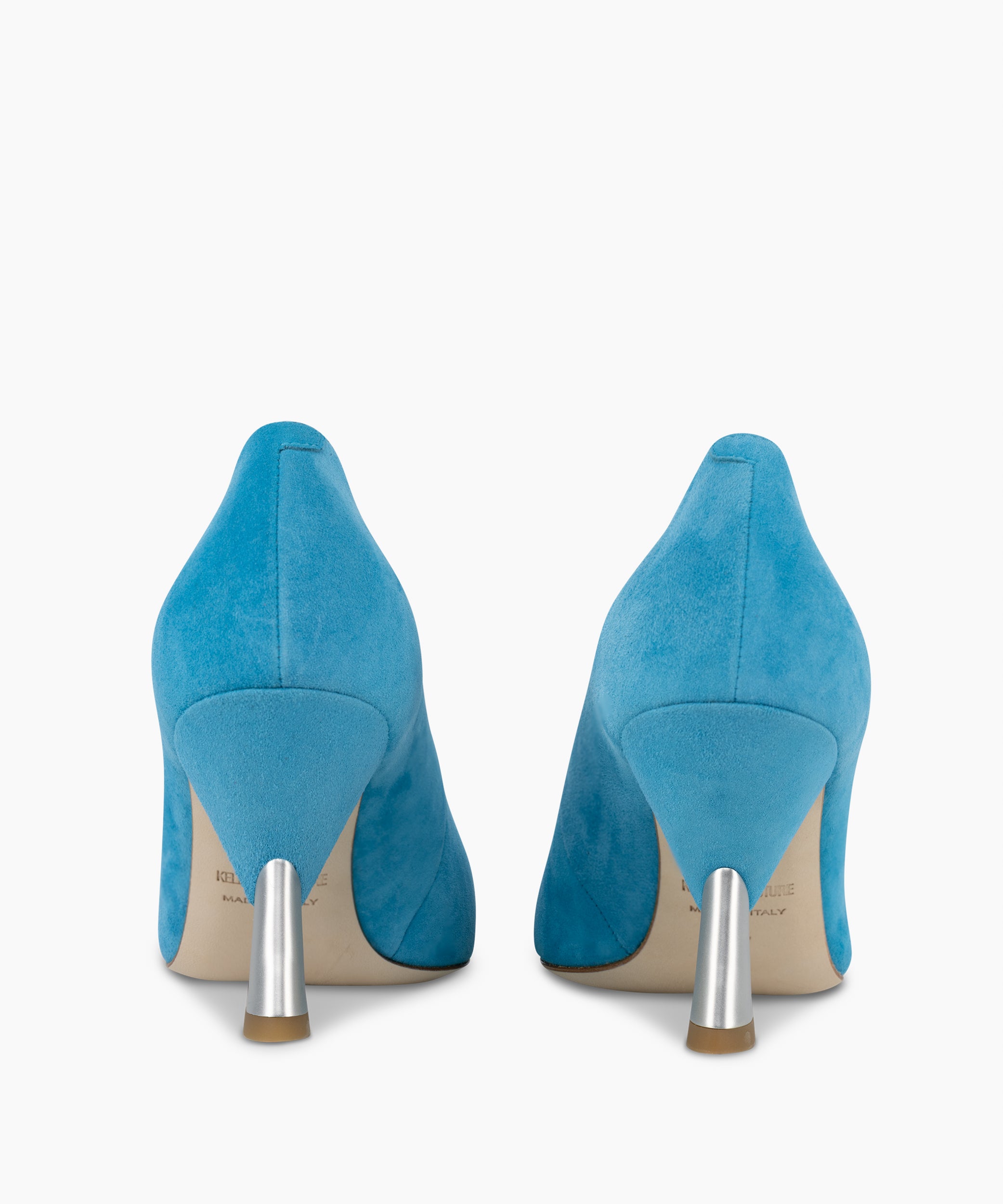 KARMA - Coastal Blue Leather Pointed Toe Pump with Sculpted Heel - Kelley Kouture from Kelley Kouture
